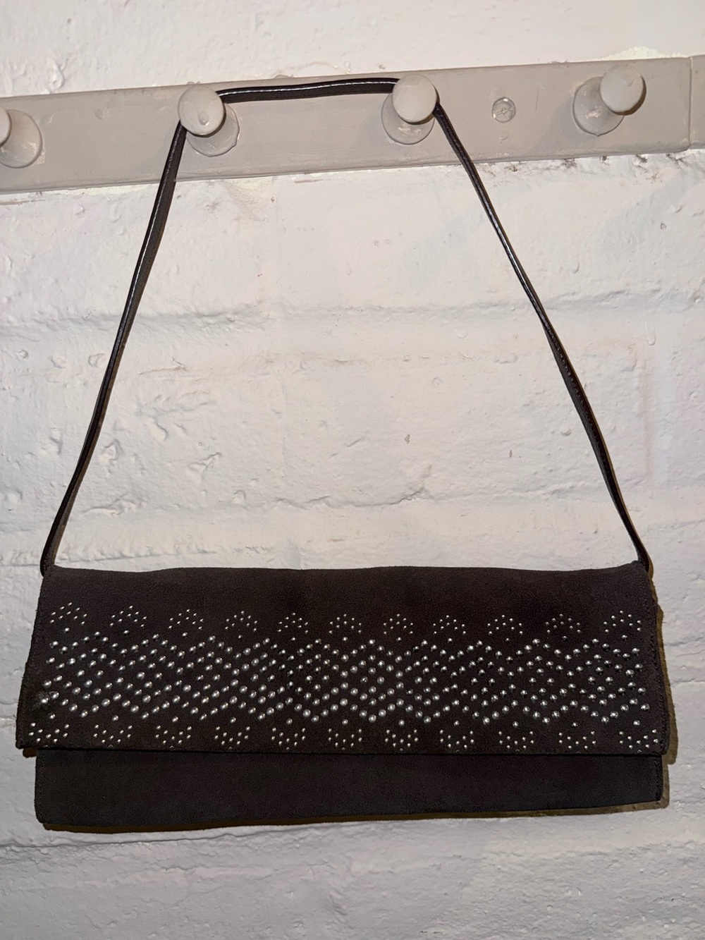Via Spiga Studded Brown Shoulder Clutch Bag